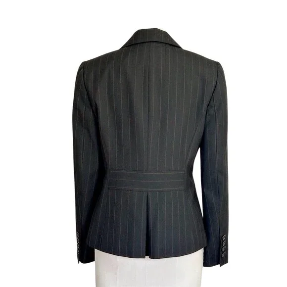 Ann Taylor Blazer Jacket Womens Size 4 Black Pinstripe 4-Button Lined - Picture 7 of 8